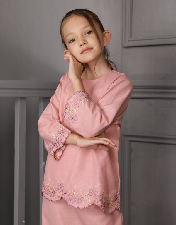 KIDS BAJU KURUNG KEDAH DARYA (DUSTY PINK)